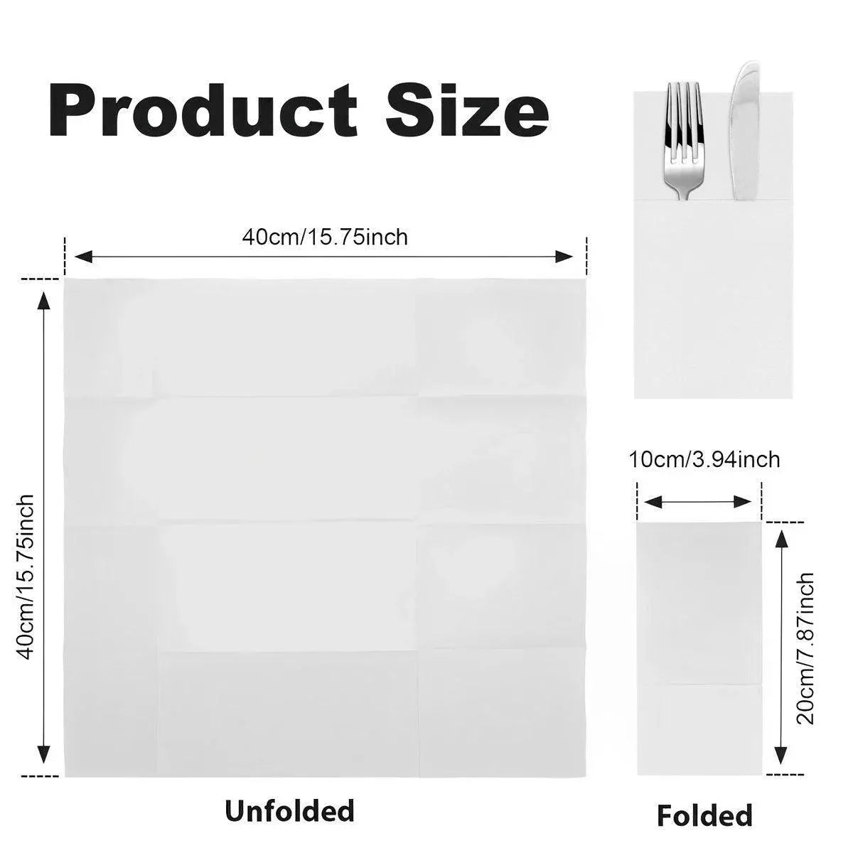 50/100PCS Disposable White Napkin Set Knife Fork Holder for Party Banquet Table - 50PCS