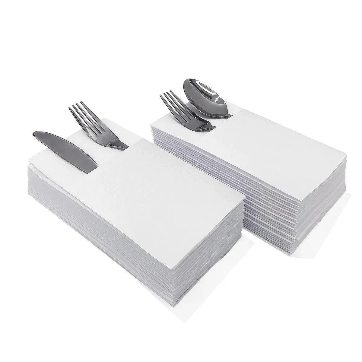 50/100PCS Disposable White Napkin Set Knife Fork Holder for Party Banquet Table - 50PCS