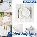 50/100PCS Disposable White Napkin Set Knife Fork Holder for Party Banquet Table - 50PCS