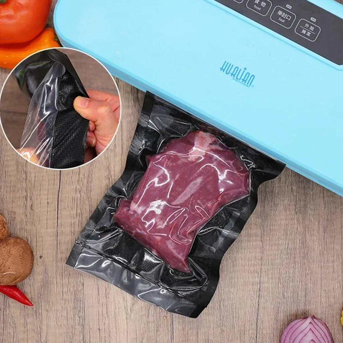 100pcs Transparent Vacuum Bags Air Compression Sealed Food Packaging - 16*24cm