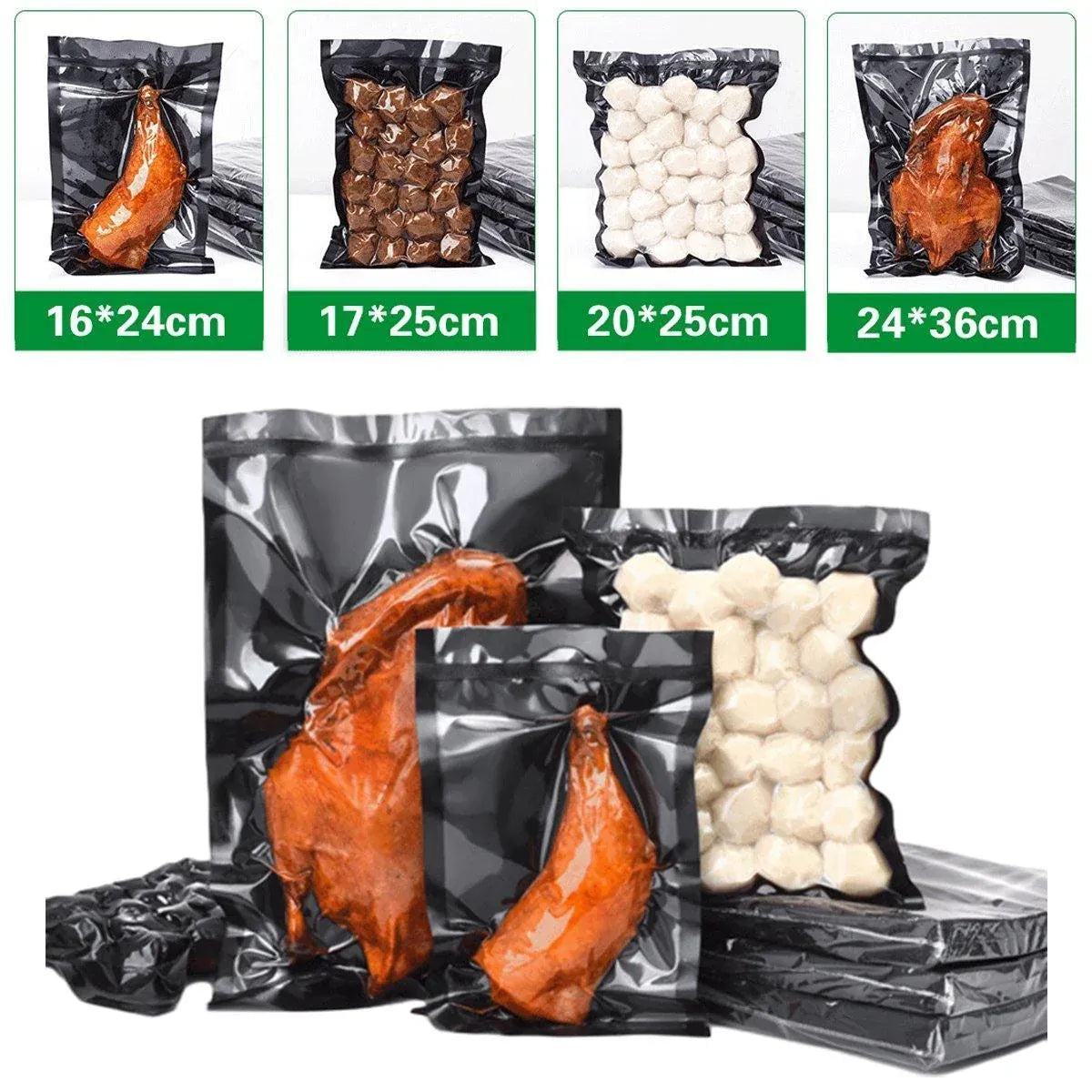 100pcs Transparent Vacuum Bags Air Compression Sealed Food Packaging - 16*24cm