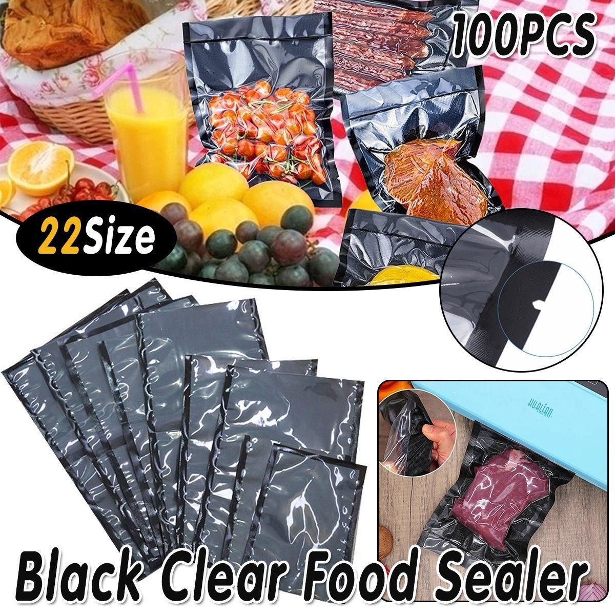 100pcs Transparent Vacuum Bags Air Compression Sealed Food Packaging - 16*24cm