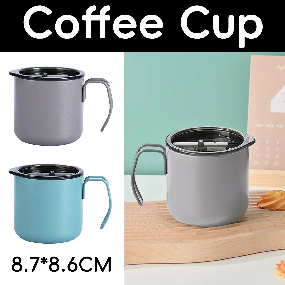 Stainless Steel Double Wall Coffee Cup Thermal Insulated Travel Mug Durable - Green