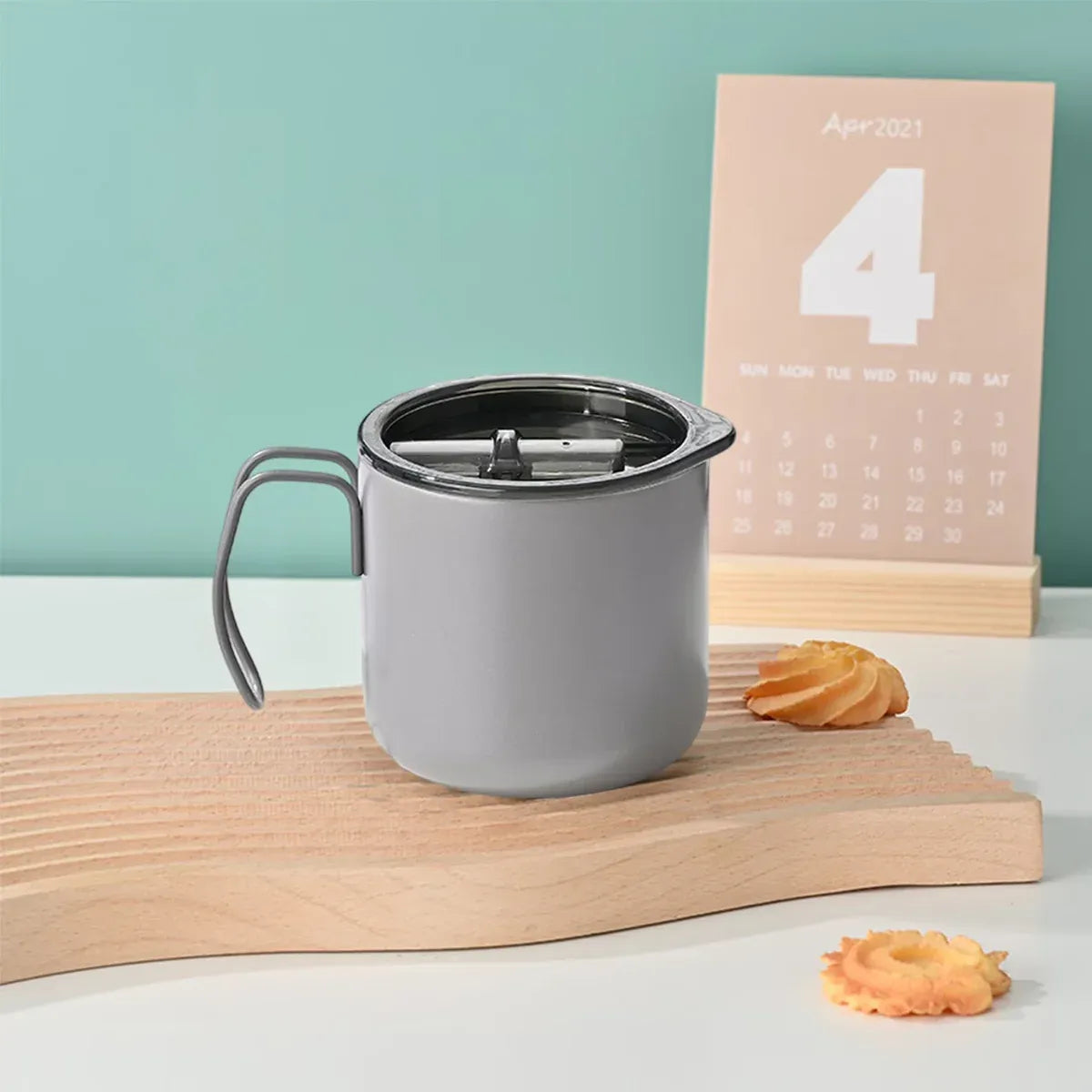 Stainless Steel Double Wall Coffee Cup Thermal Insulated Travel Mug Durable - Grey