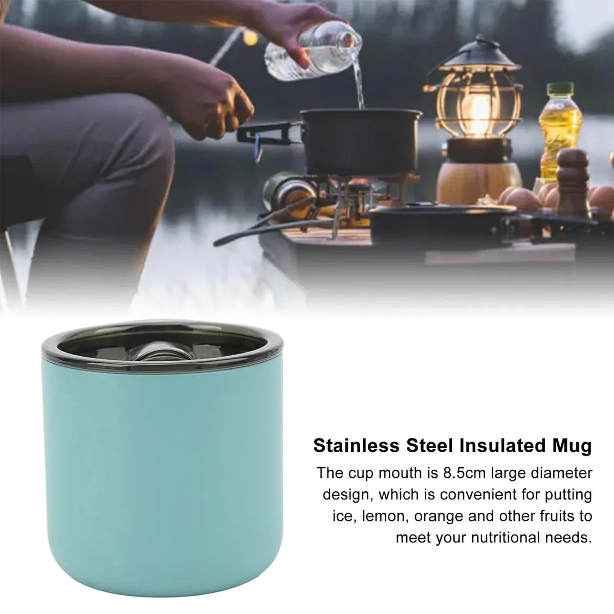 Stainless Steel Double Wall Coffee Cup Thermal Insulated Travel Mug Durable - Grey
