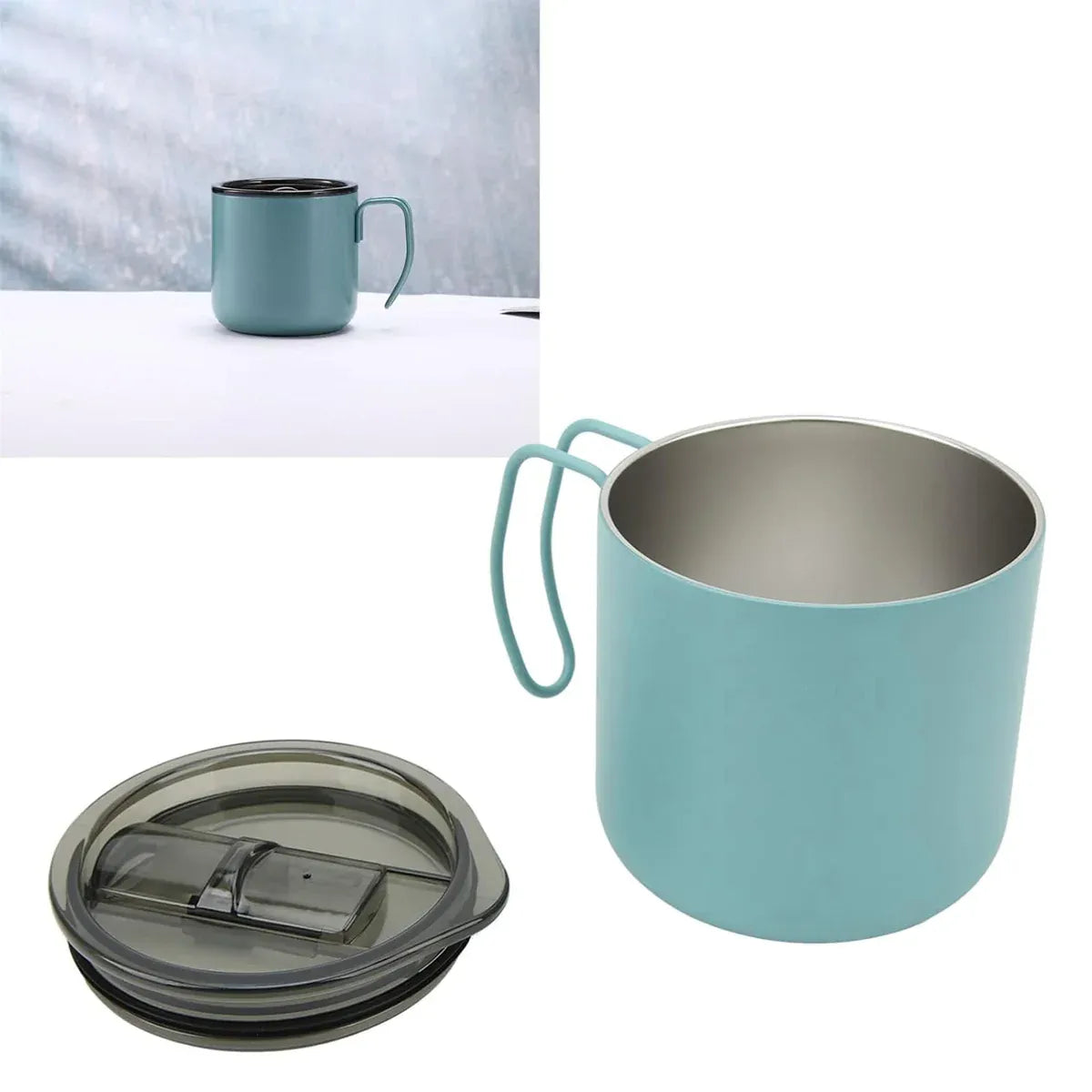 Stainless Steel Double Wall Coffee Cup Thermal Insulated Travel Mug Durable - Grey