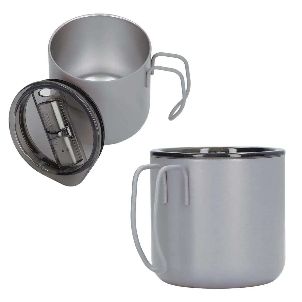 Stainless Steel Double Wall Coffee Cup Thermal Insulated Travel Mug Durable - Grey