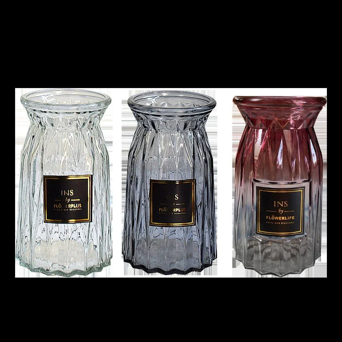2 Pcs Glass Vase Hydroponic Flower Arrangement Vase for Living Room Decoration - Transparent