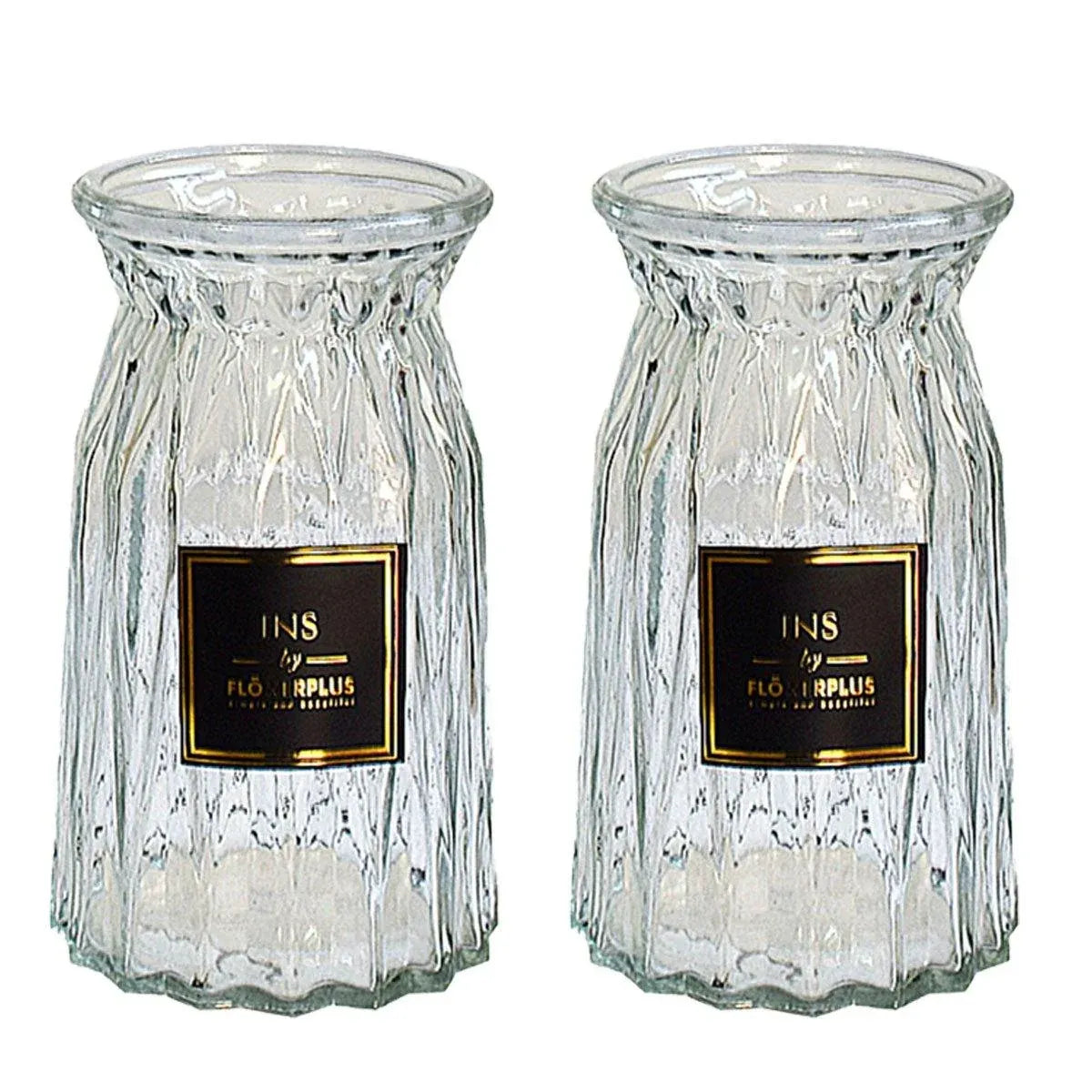 2 Pcs Glass Vase Hydroponic Flower Arrangement Vase for Living Room Decoration - Transparent