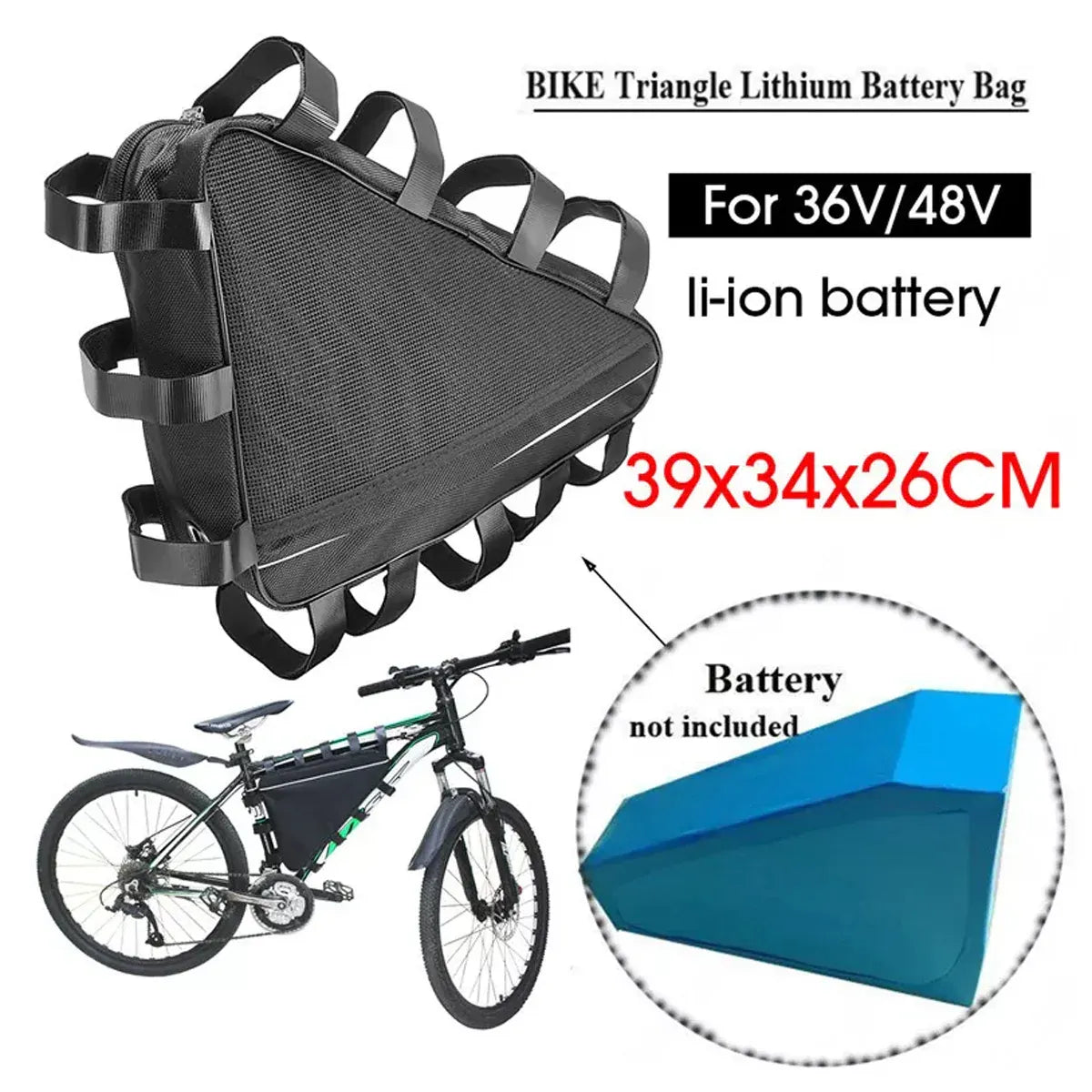 Waterproof Mountain Bike Lithium Battery Storage Bag Bicycle Triangle Frame Pack