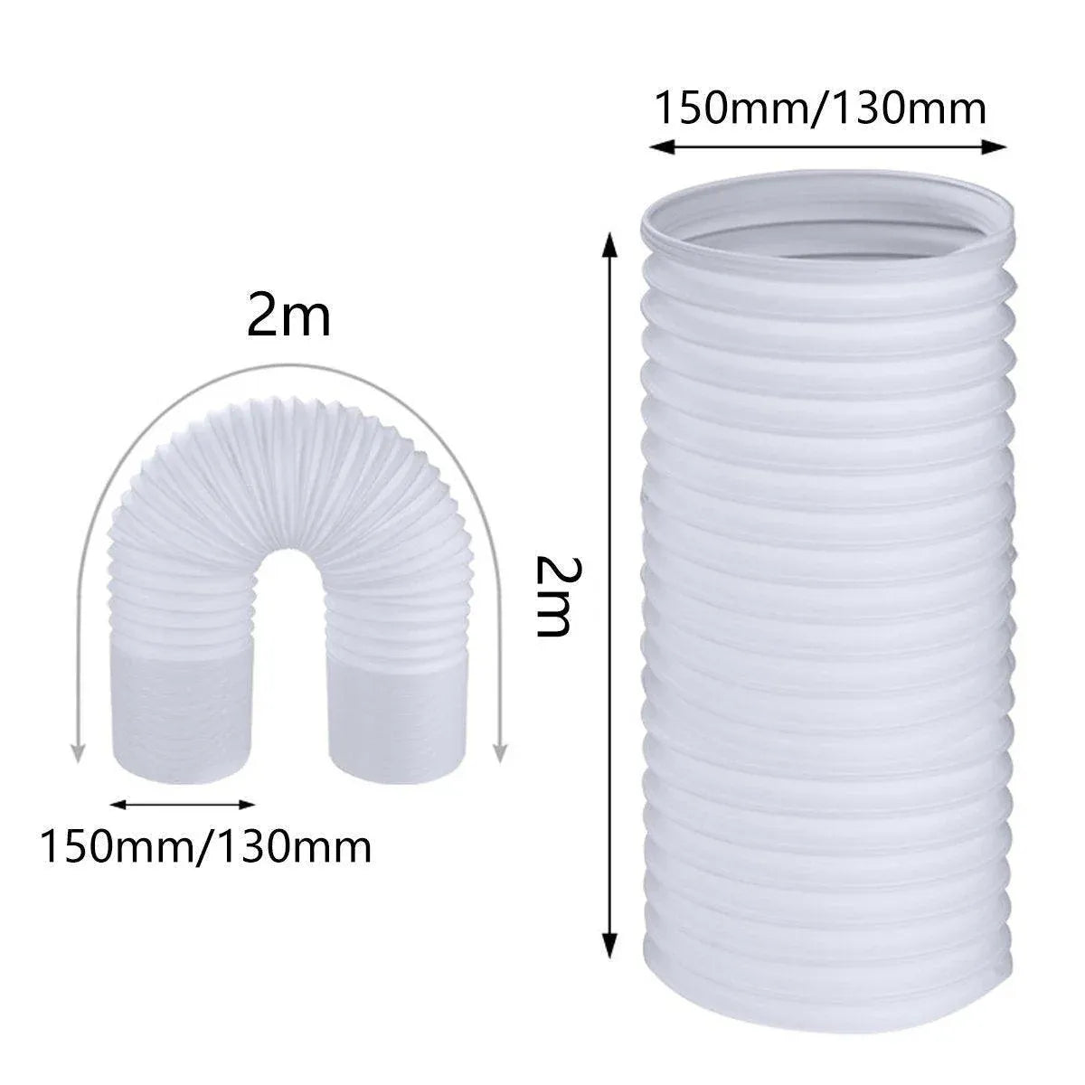 Portable Air Conditioner Exhaust Hose 13/15cm Extendable Vent Pipe PP Steel Wire - 2m x 13cm