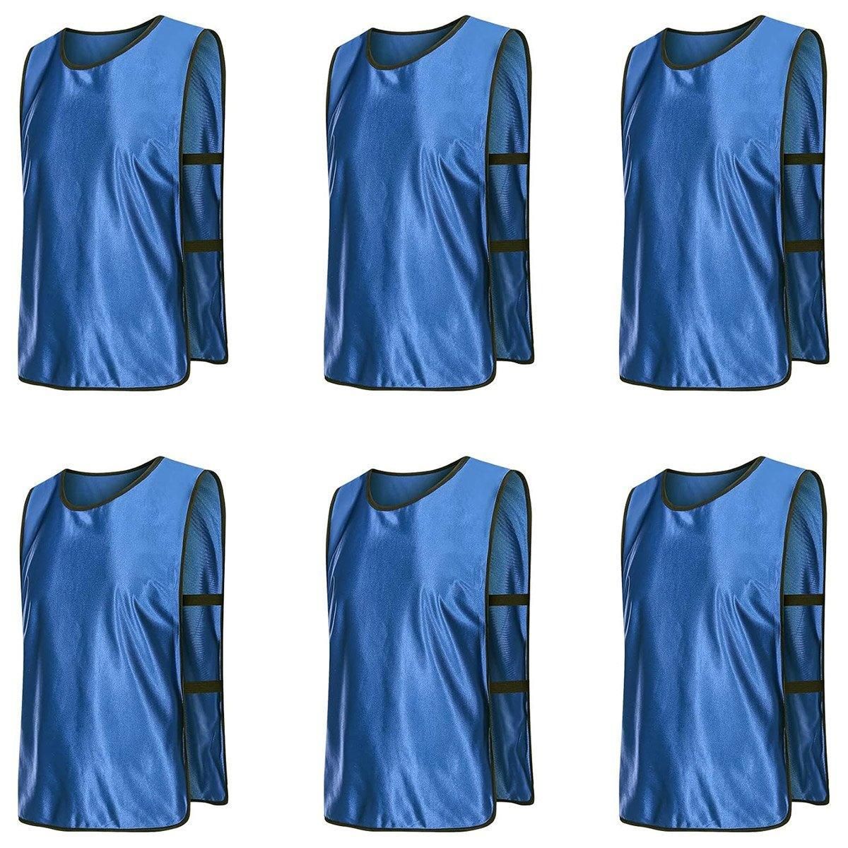 6X Sports Training Bibs Soccer Vests Group Team Bibs Basketball Cricket Football - Dark Blue-M