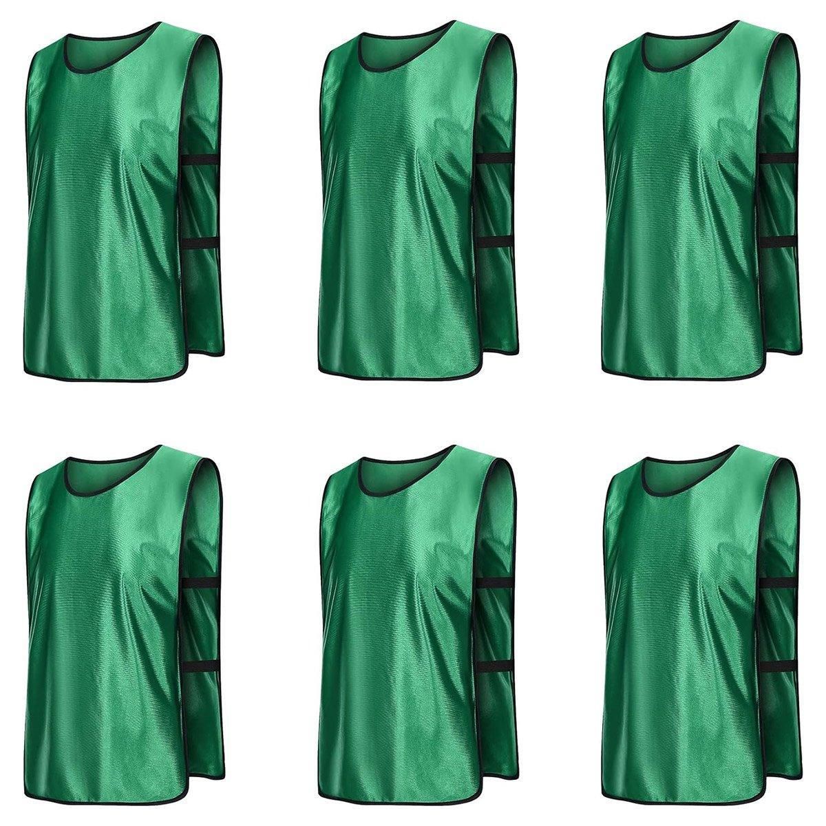6X Sports Training Bibs Soccer Vests Group Team Bibs Basketball Cricket Football - GrassGreen-M