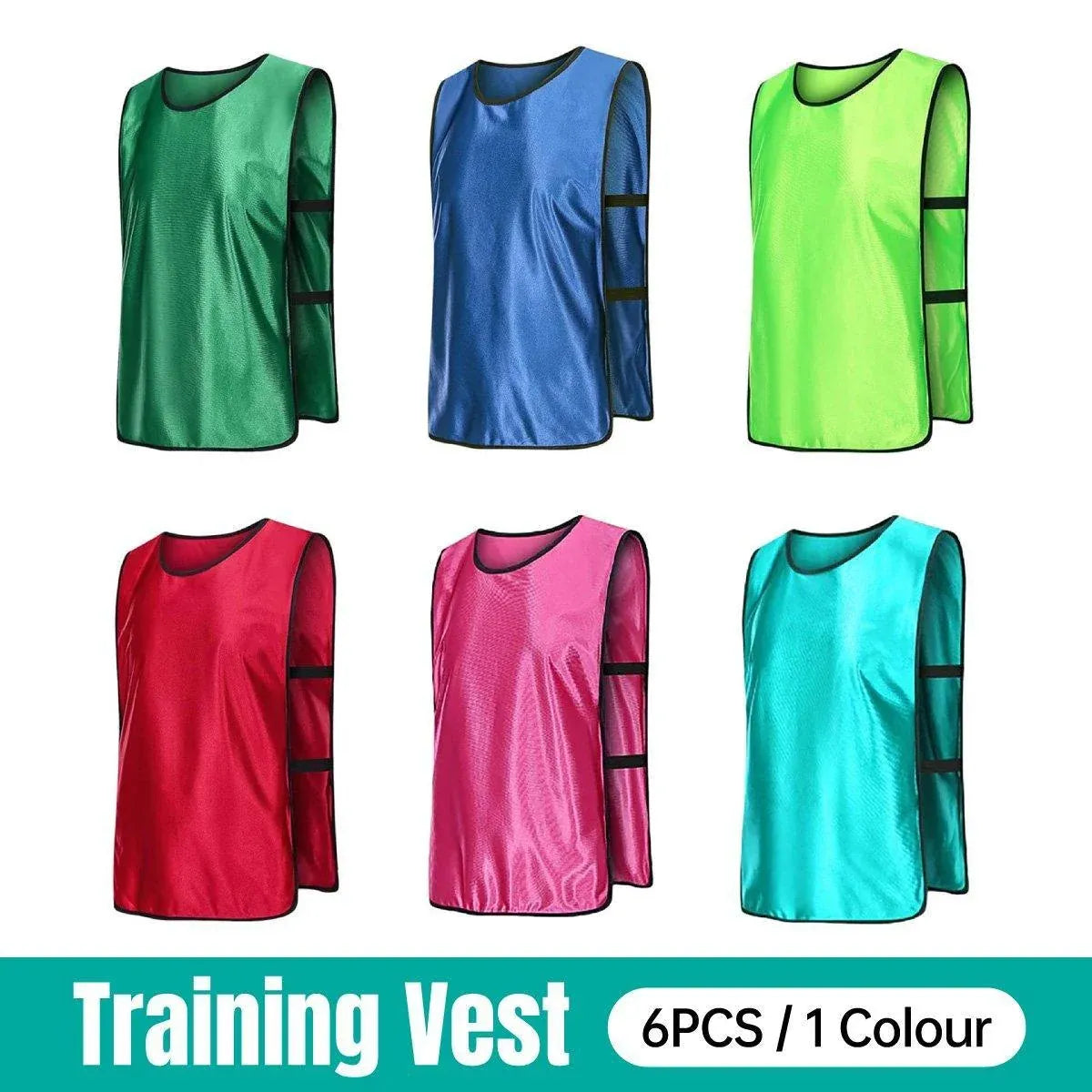 6X Sports Training Bibs Soccer Vests Group Team Bibs Basketball Cricket Football - Lake Blue-M