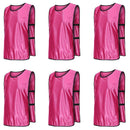 6X Sports Training Bibs Soccer Vests Group Team Bibs Basketball Cricket Football - Pink-M