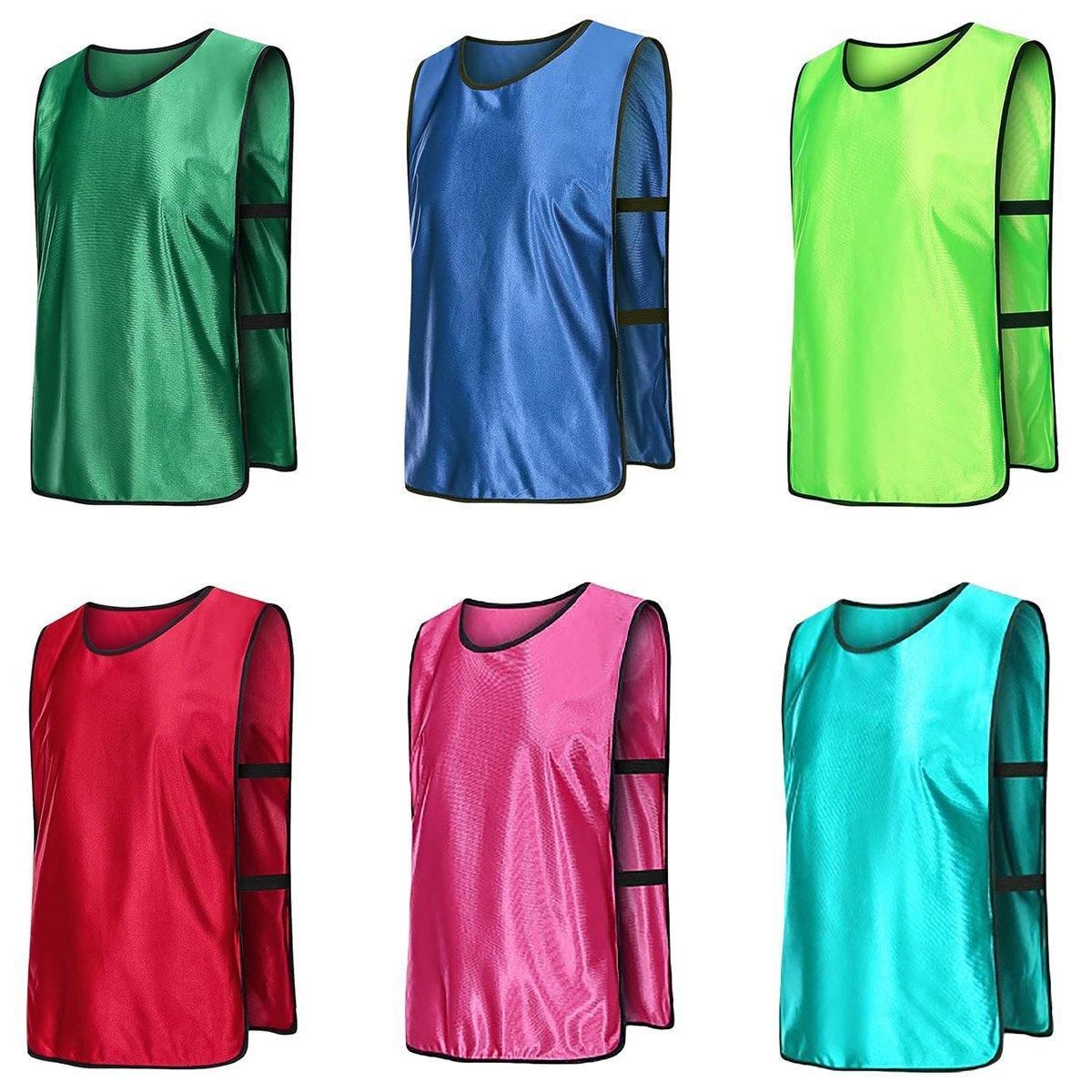 6X Sports Training Bibs Soccer Vests Group Team Bibs Basketball Cricket Football - Lake Blue-S