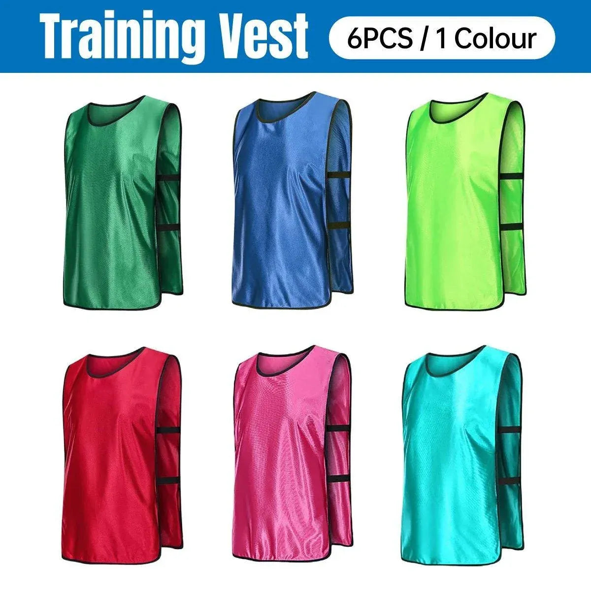 6X Sports Training Bibs Soccer Vests Group Team Bibs Basketball Cricket Football - Pink-S