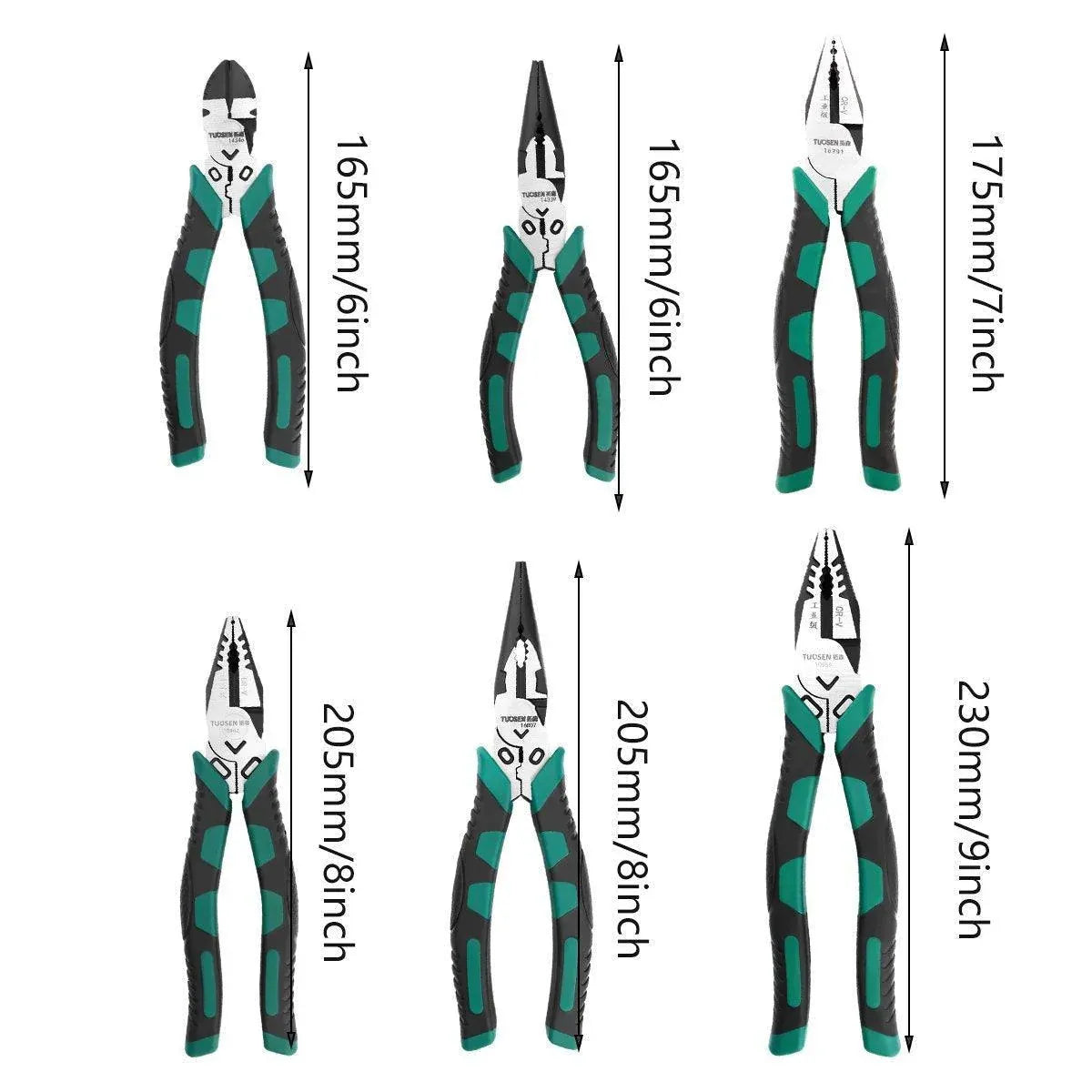 Labor-Saving Multi-Functional Tiger Pliers Flat Needle-Nose Diagonal Wire Pliers - Nose pliers-8inch