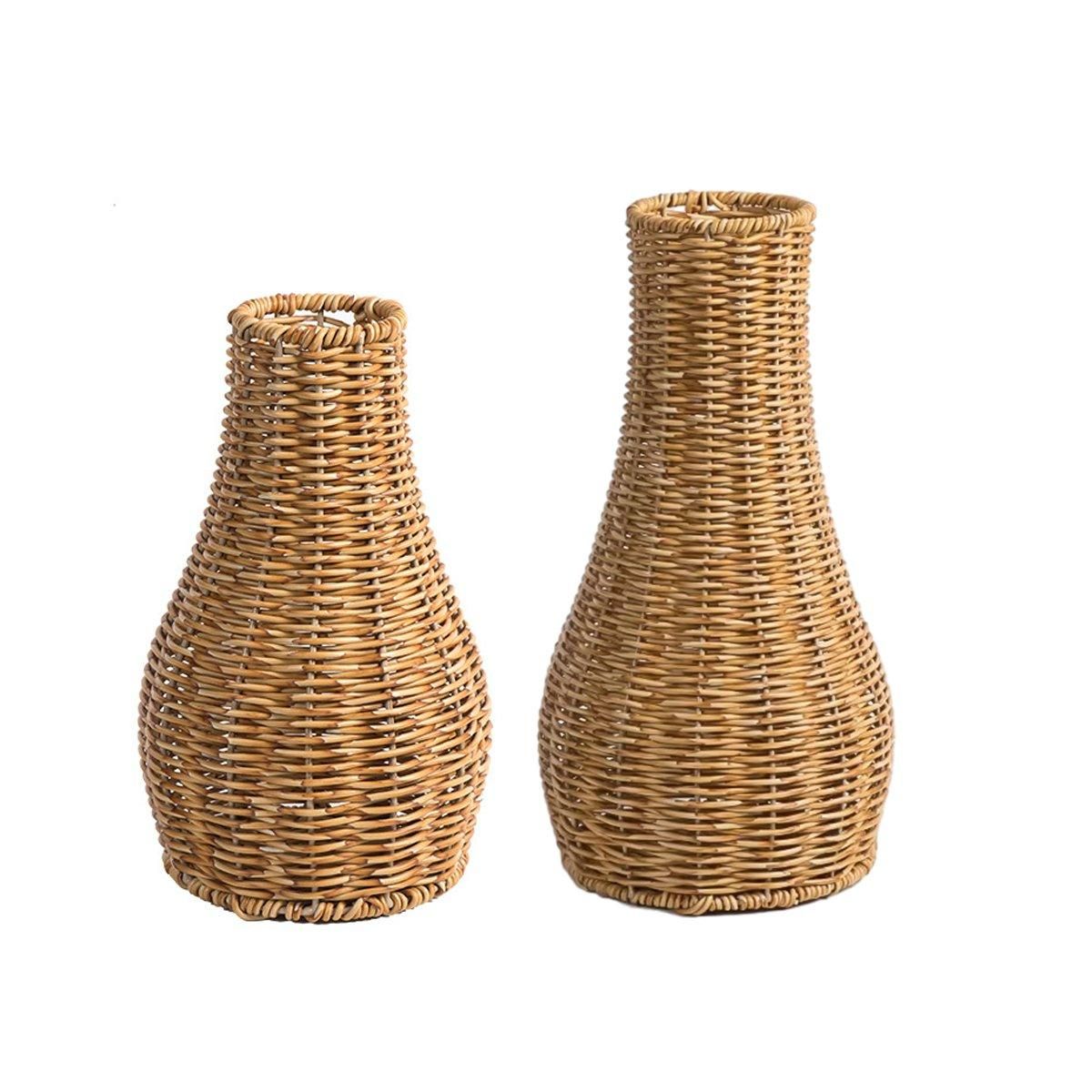Imitation Rattan Woven Vase Decorative Flower Vase Arrangement for Home Decor - Small