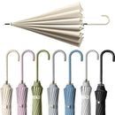 Large 16 Bone Automatic Umbrella Unisex Long Handle Dual Use Rain Sun Umbrella - Beige