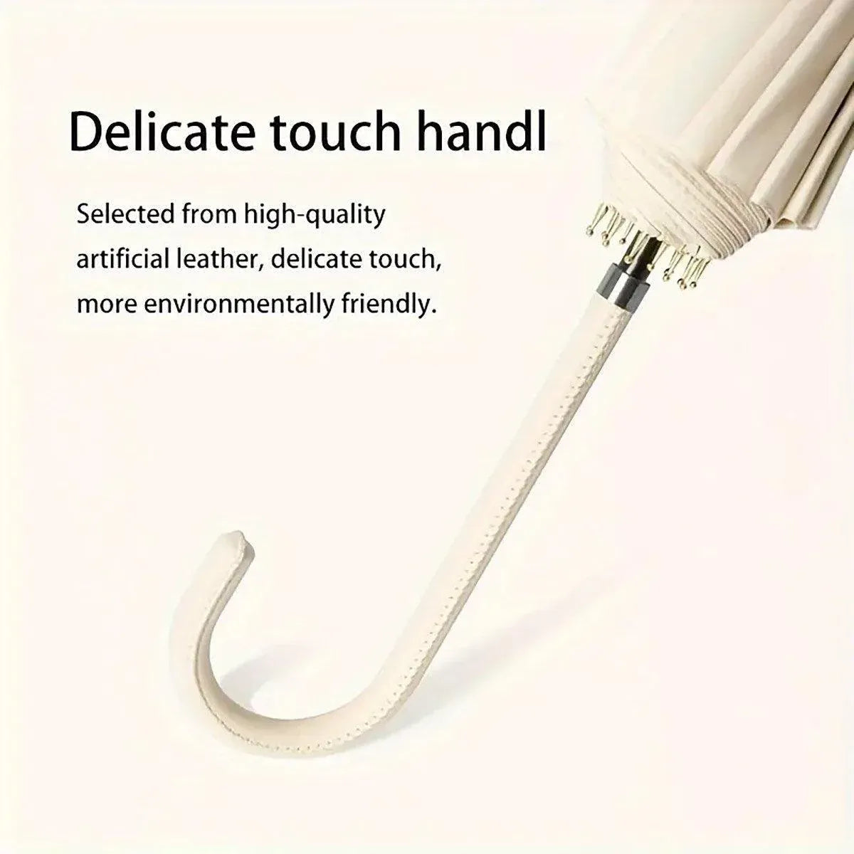 Large 16 Bone Automatic Umbrella Unisex Long Handle Dual Use Rain Sun Umbrella - Beige