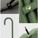 Large 16 Bone Automatic Umbrella Unisex Long Handle Dual Use Rain Sun Umbrella - Green
