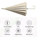 Large 16 Bone Automatic Umbrella Unisex Long Handle Dual Use Rain Sun Umbrella - White