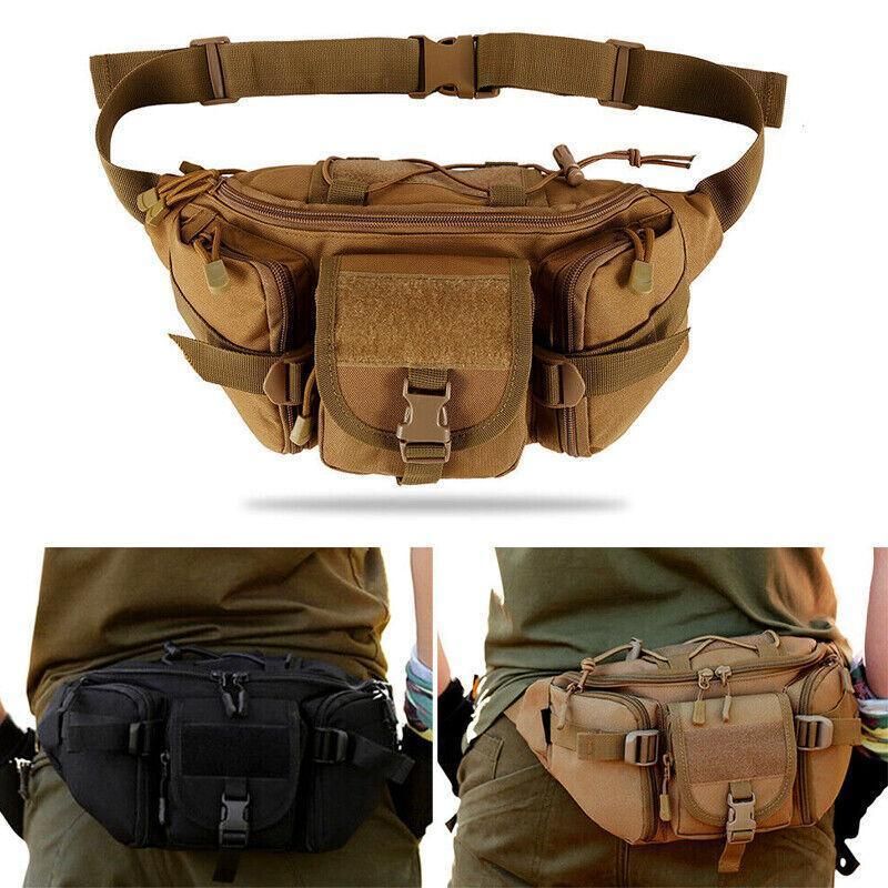 Utility Tactical Men Waist Bag Pack Pouch Military Hiking Camping Belt Bag Au - Khaki