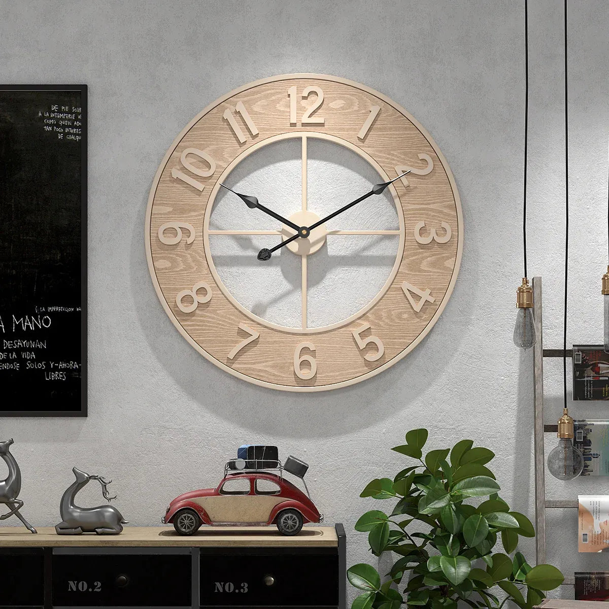 Living Room Wooden Clock Home Silent Clock Wall Mounted For Home Decoration