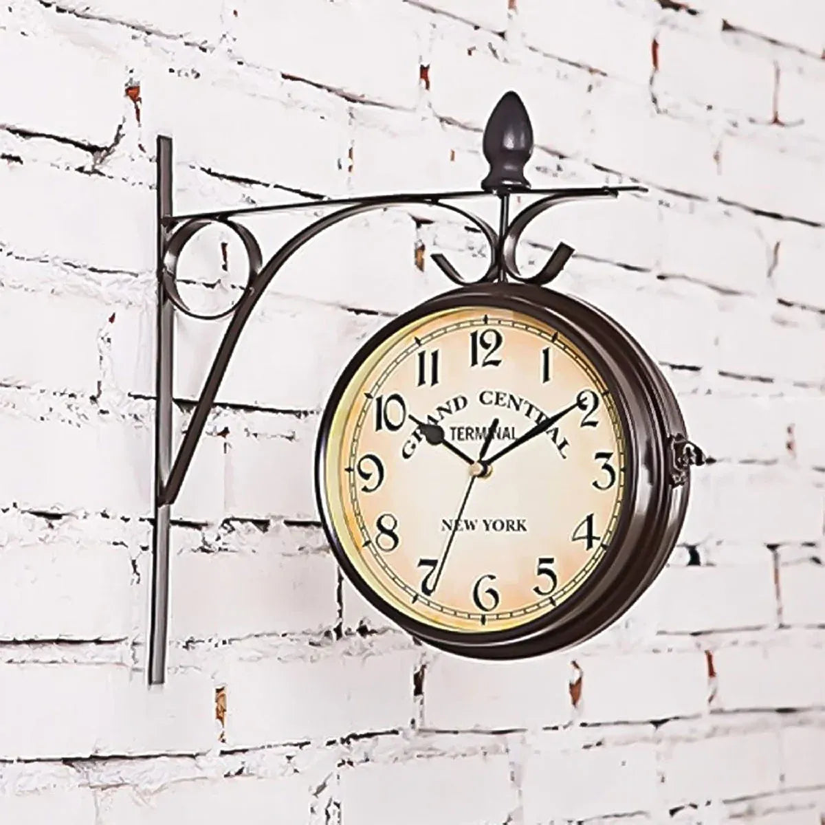 Vintage Outdoor Bracket Clock Garden Station Wall Clock Double Sided Clock