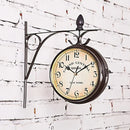 Vintage Outdoor Bracket Clock Garden Station Wall Clock Double Sided Clock
