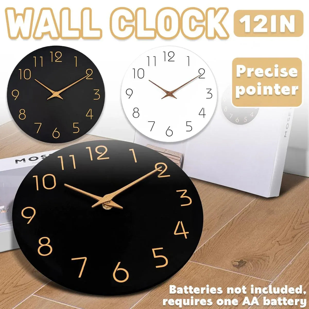 12 Inch Digital Wall Clock Simple Hanging Watch for Living Room Home Decoration - White