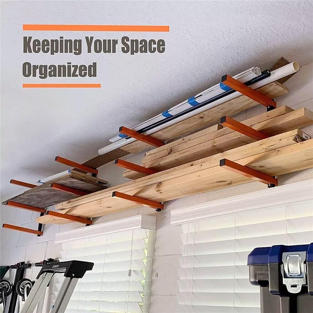 2PCS Wall Mounted Folding Storage Rack Carbon Steel Multi-Layer Organizer