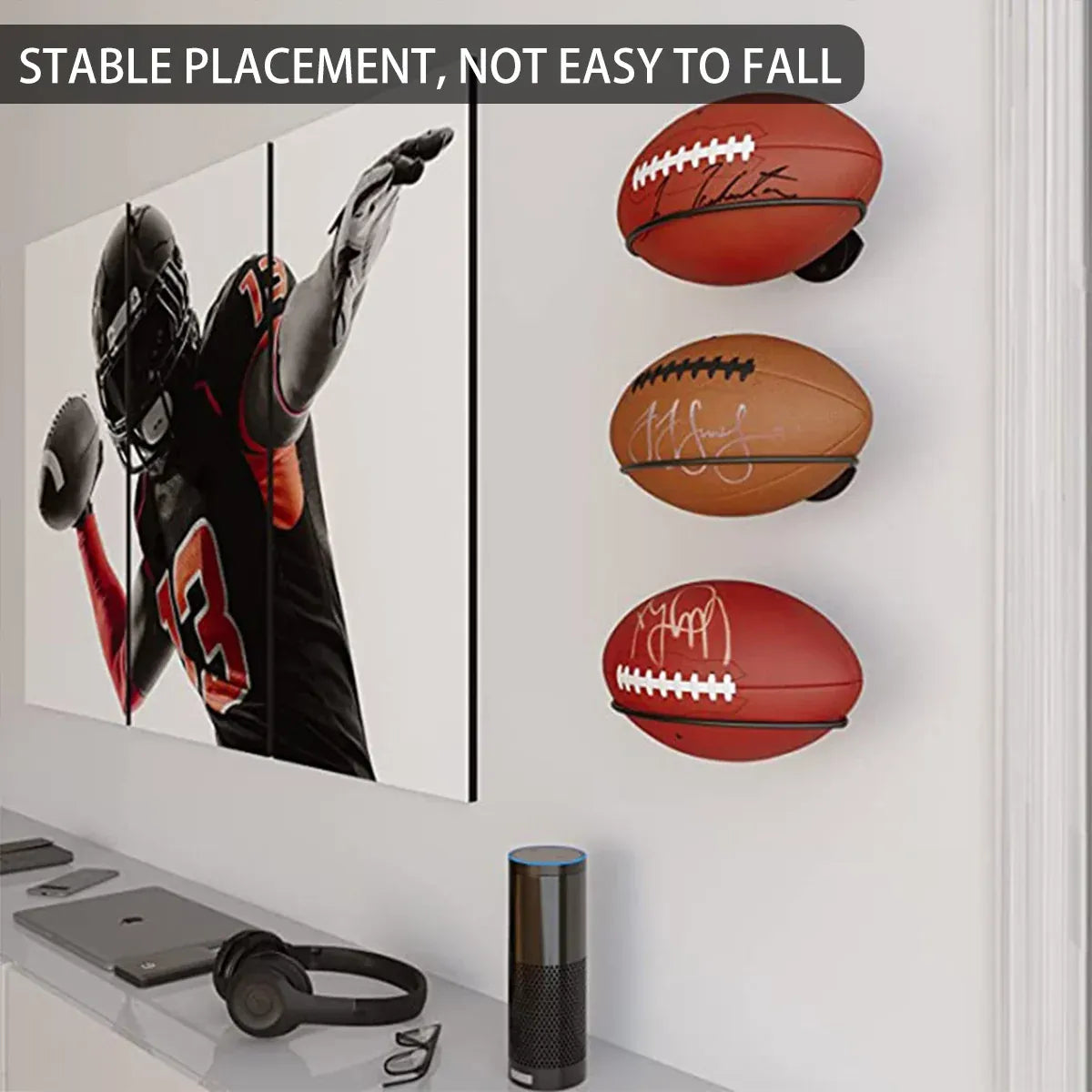 Wall Mounted Football Display Rack Metal Holder for Rugby Soccer Ball