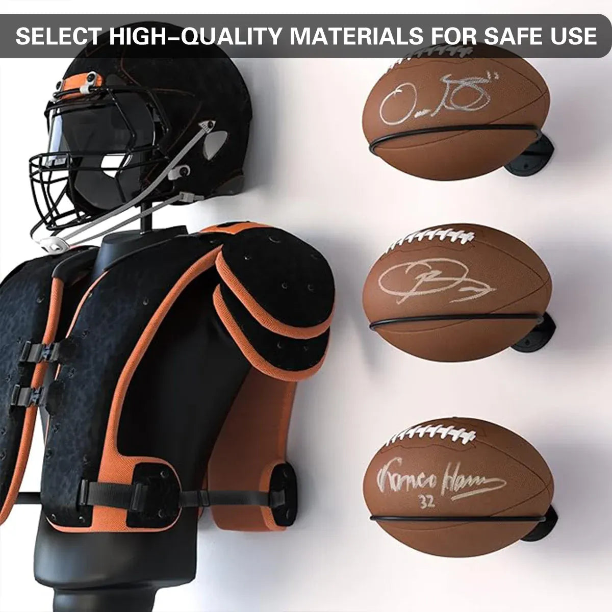 Wall Mounted Football Display Rack Metal Holder for Rugby Soccer Ball