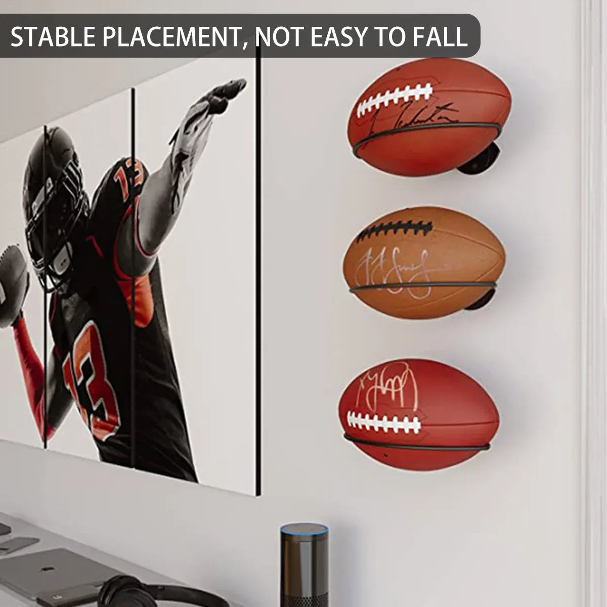 Wall Mounted Football Display Rack Metal Holder for Rugby Soccer Ball