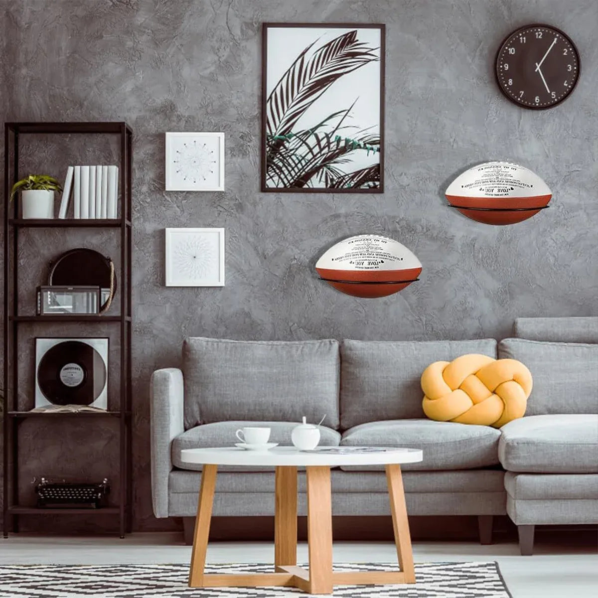 Wall Mounted Football Display Rack Metal Holder for Rugby Soccer Ball