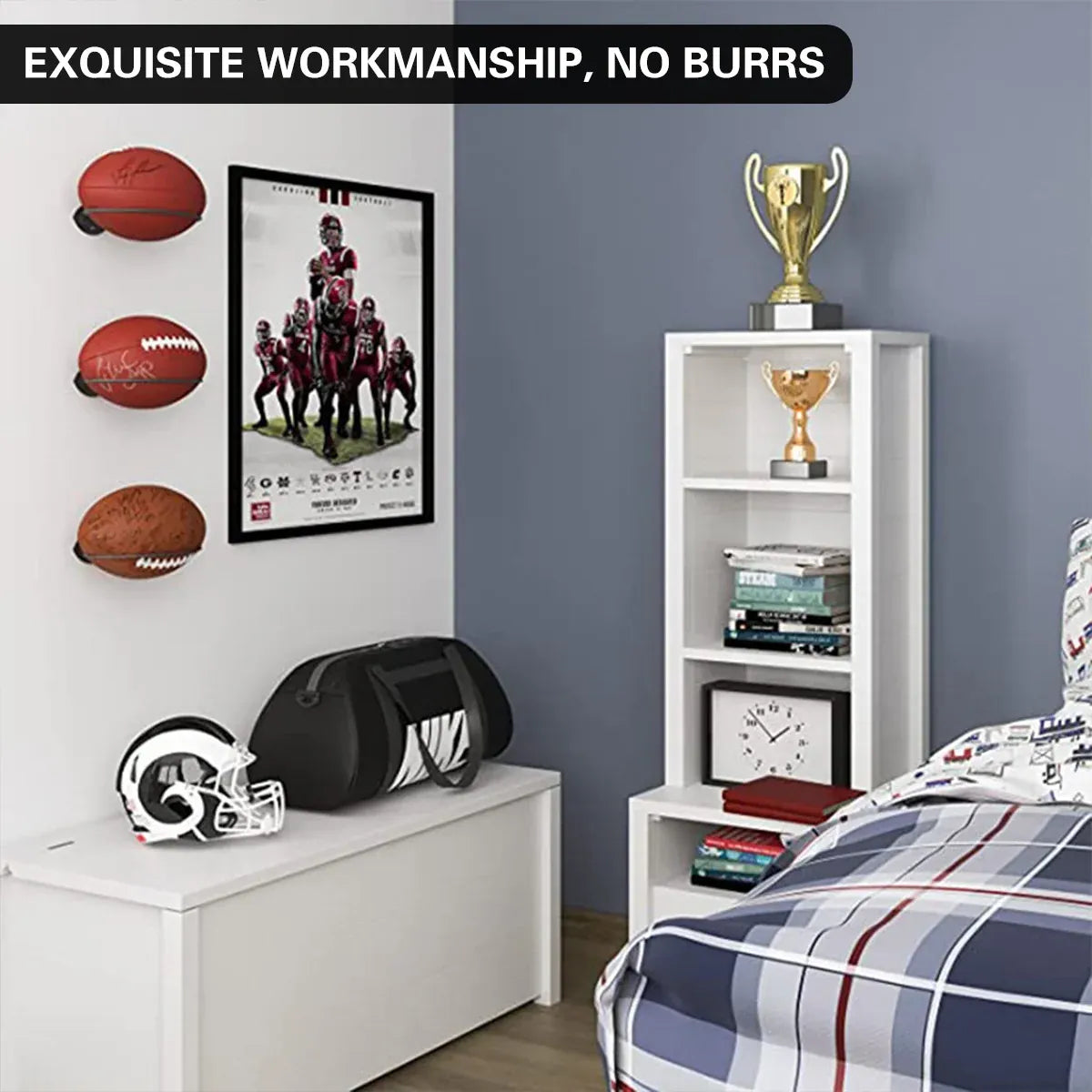 Wall Mounted Football Display Rack Metal Holder for Rugby Soccer Ball
