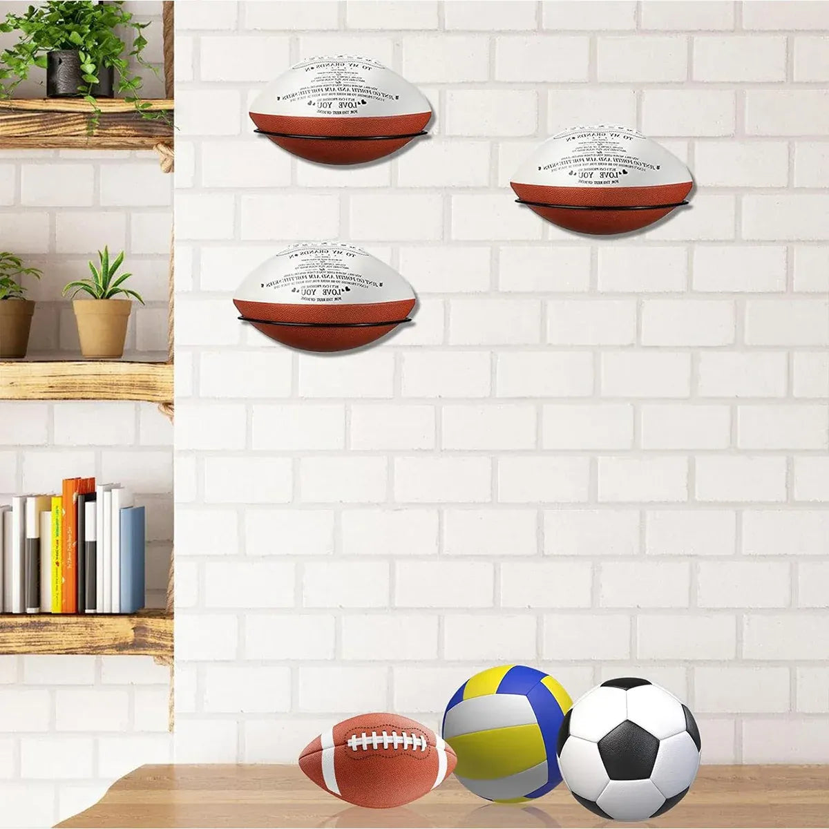 Wall Mounted Football Display Rack Metal Holder for Rugby Soccer Ball