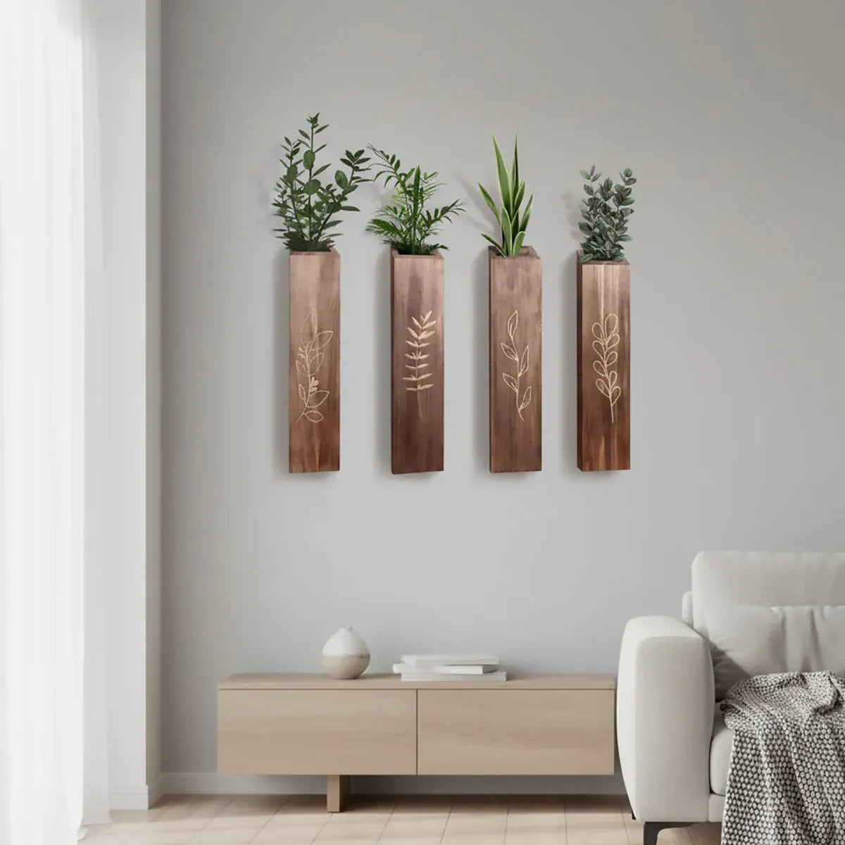 4PCS Wood Plant Wall Shelf Durable Aesthetic for Indoor Wall Decor Storage Use