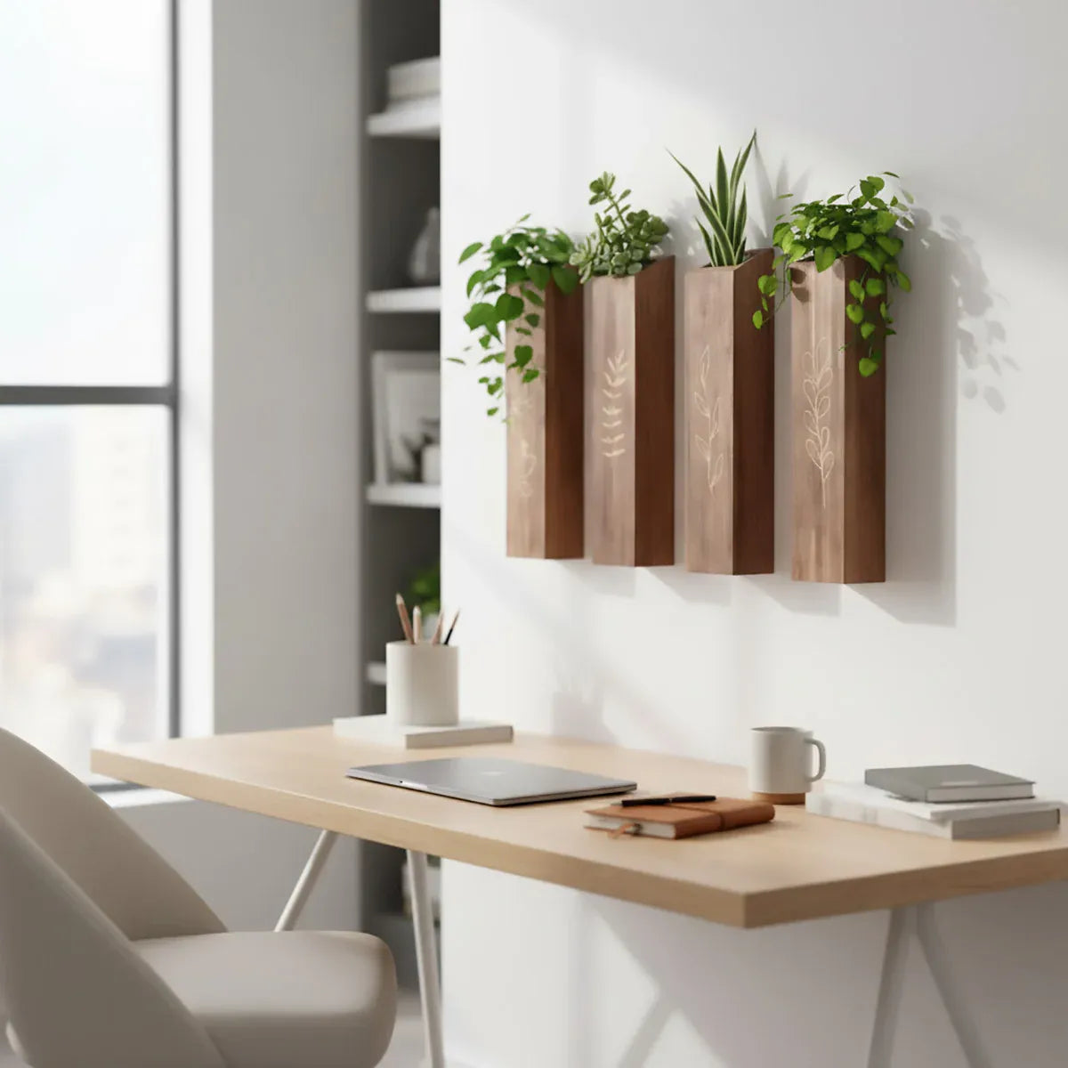 4PCS Wood Plant Wall Shelf Durable Aesthetic for Indoor Wall Decor Storage Use