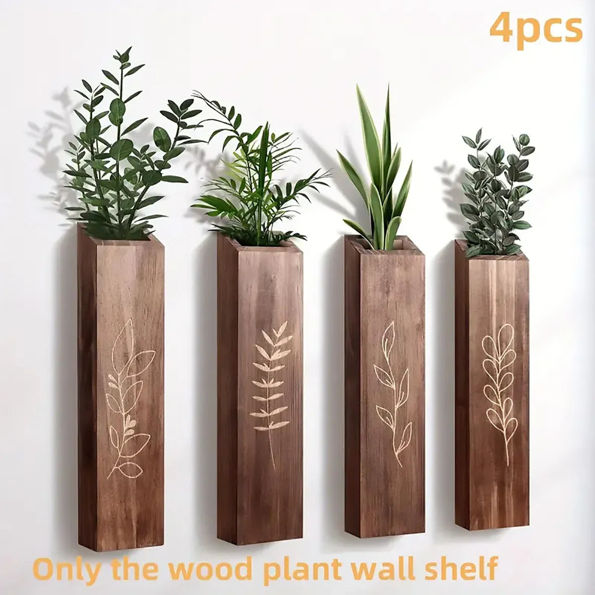 4PCS Wood Plant Wall Shelf Durable Aesthetic for Indoor Wall Decor Storage Use