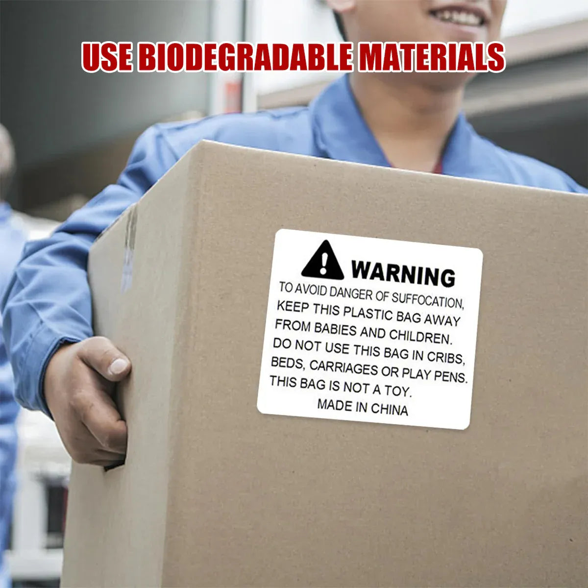 Suffocation Warning Labels Roll 3 Sizes Available Strong Water-Based Adhesive - 10x8cm