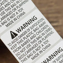 Suffocation Warning Labels Roll 3 Sizes Available Strong Water-Based Adhesive - 10x8cm