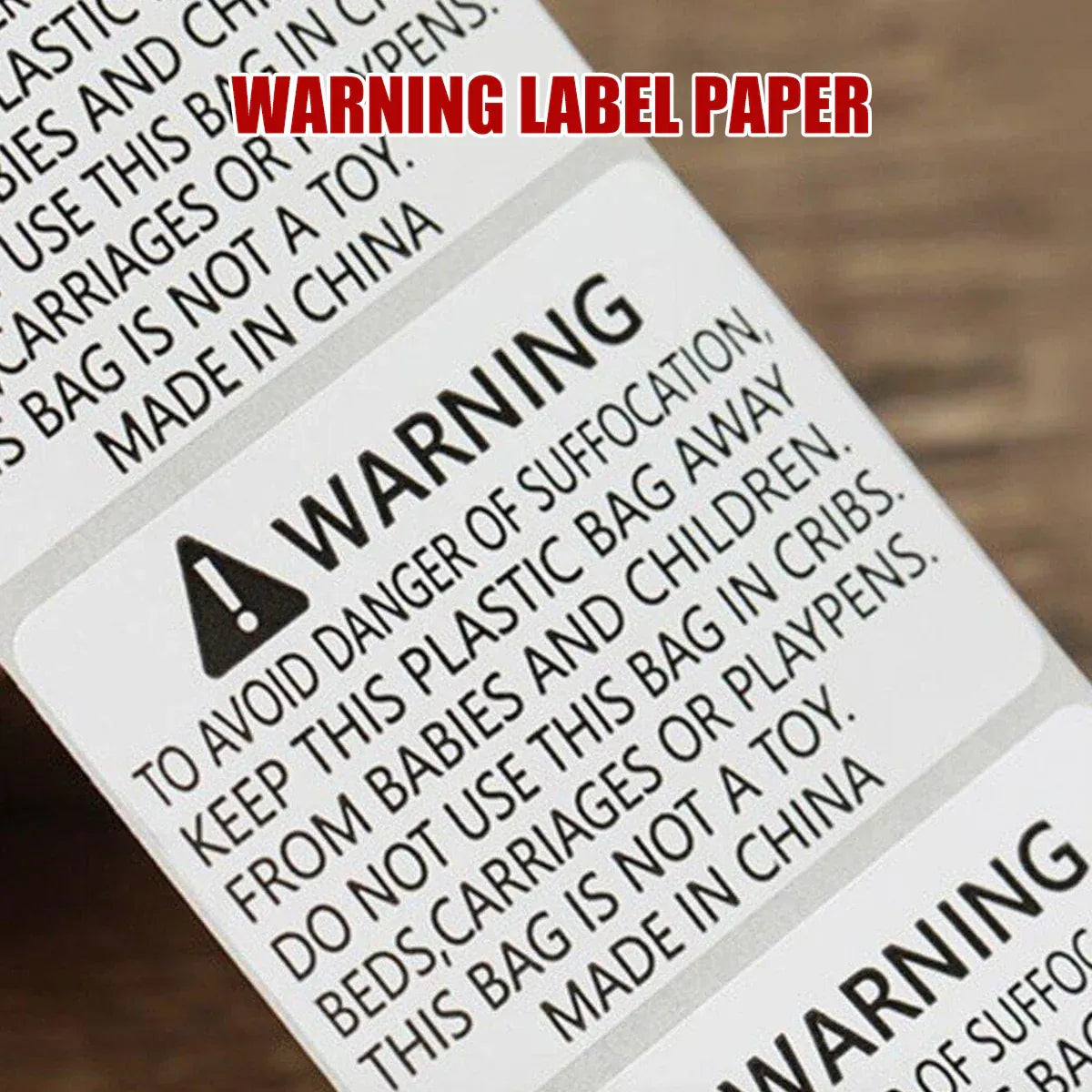 Suffocation Warning Labels Roll 3 Sizes Available Strong Water-Based Adhesive - 10x8cm