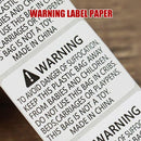 Suffocation Warning Labels Roll 3 Sizes Available Strong Water-Based Adhesive - 10x8cm