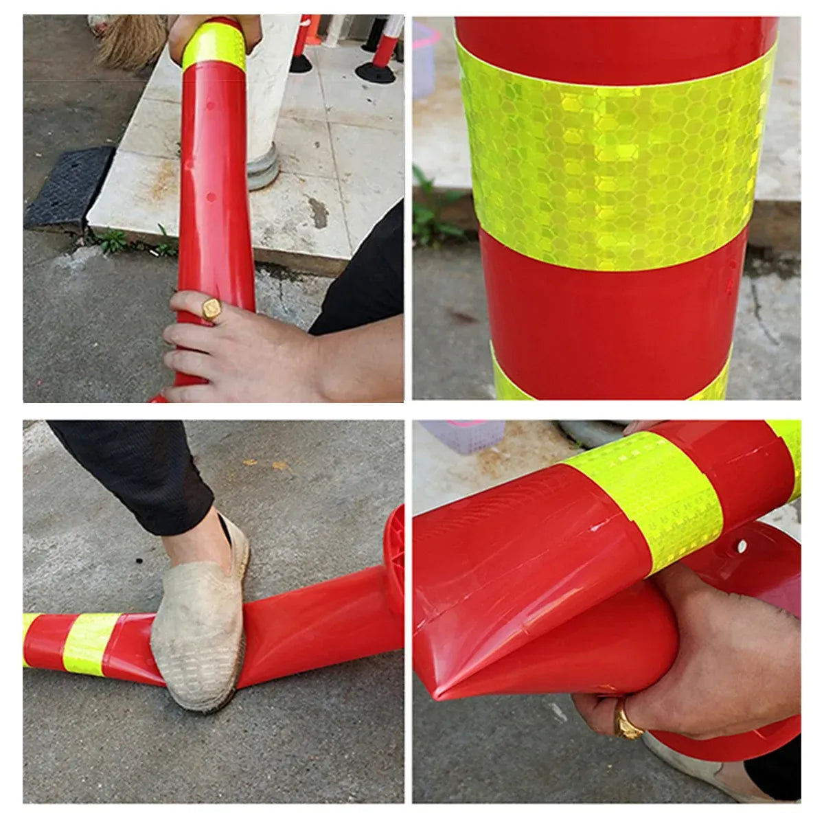2PCS Road Warning Post Flexible Traffic Bollard Reflective Parking Driveway