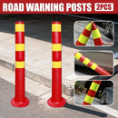2PCS Road Warning Post Flexible Traffic Bollard Reflective Parking Driveway