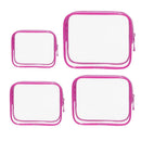 4pcs Durable PVC Cosmetic Bags Easy to Clean Multiple Sizes and Colours 9 Shades - 4pcs-Barbie-Pink