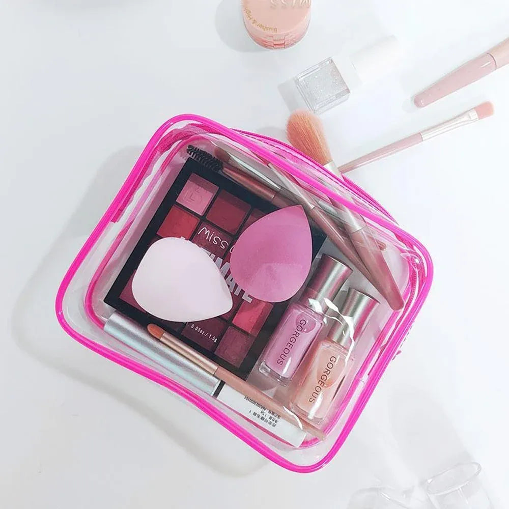 4pcs Durable PVC Cosmetic Bags Easy to Clean Multiple Sizes and Colours 9 Shades - 4pcs-Barbie-Pink